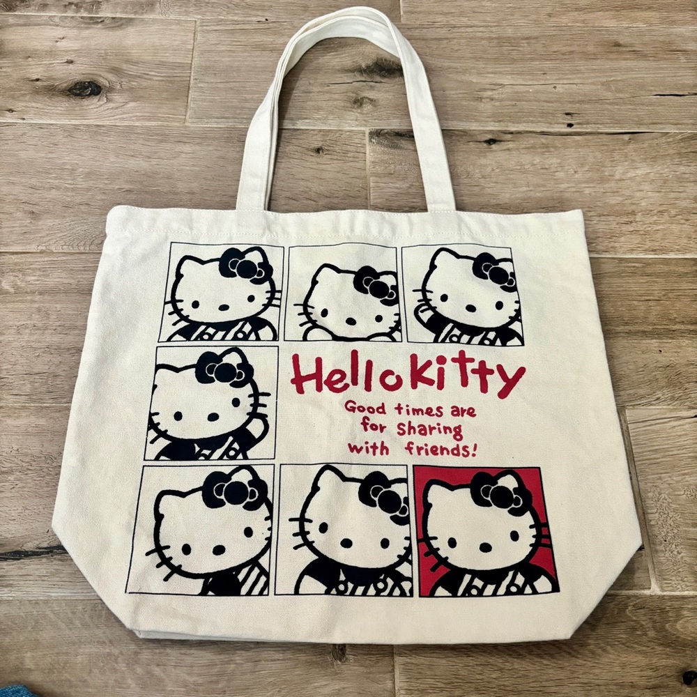 Sanrio Hello Kitty Tote Bag - White with Black and Red Accents